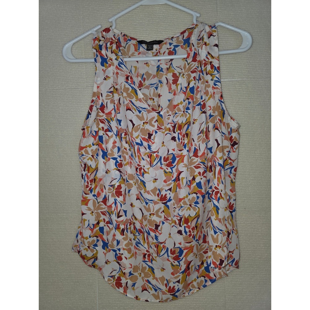 Banana Republic Floral Sleeveless V-Neck Blouse Petite Small Multicolor Top
